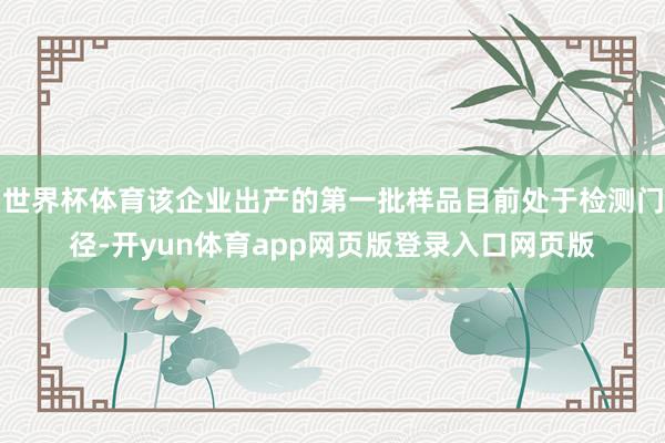 世界杯体育该企业出产的第一批样品目前处于检测门径-开yun体育app网页版登录入口网页版